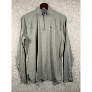 Nike Dri-FIT Mens Quarter Zip Pullover Heather Gray Long Sleeve Training Top L